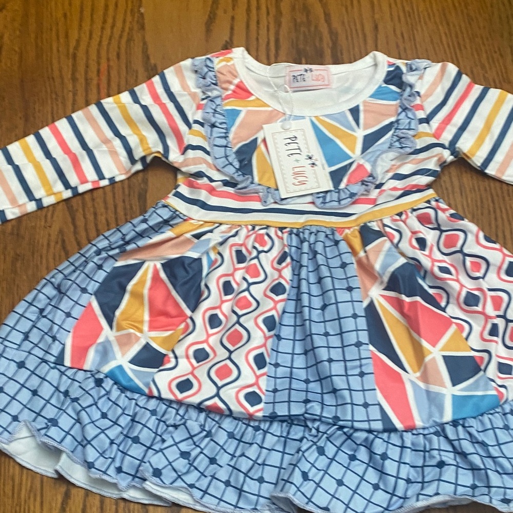 Vibrant Patterned Kids Dress with Ruffles